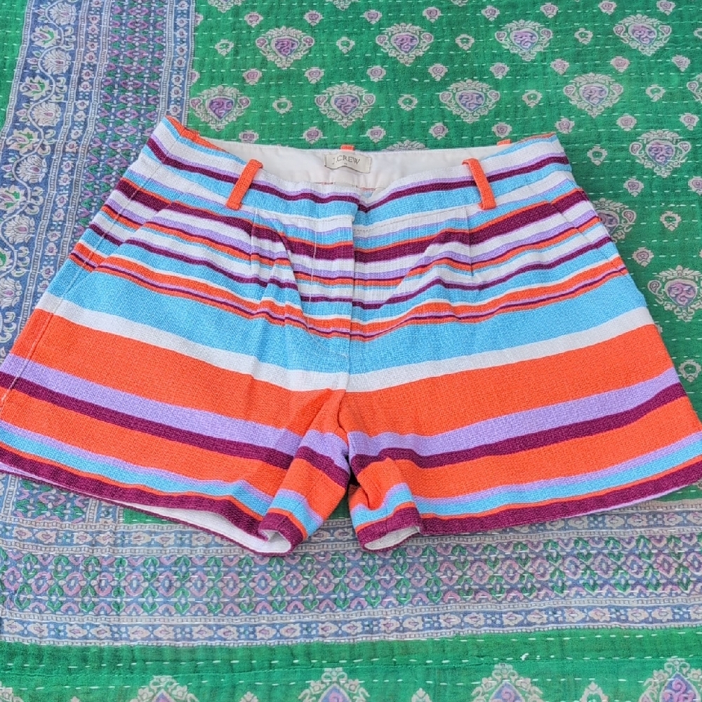 J.Crew Purple, White, And Blue Striped Shorts
